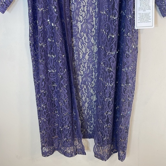 NWT. Roaman’s 34W Open Front Sparkle Sequin Long Lace Jacket. - Picture 7 of 13